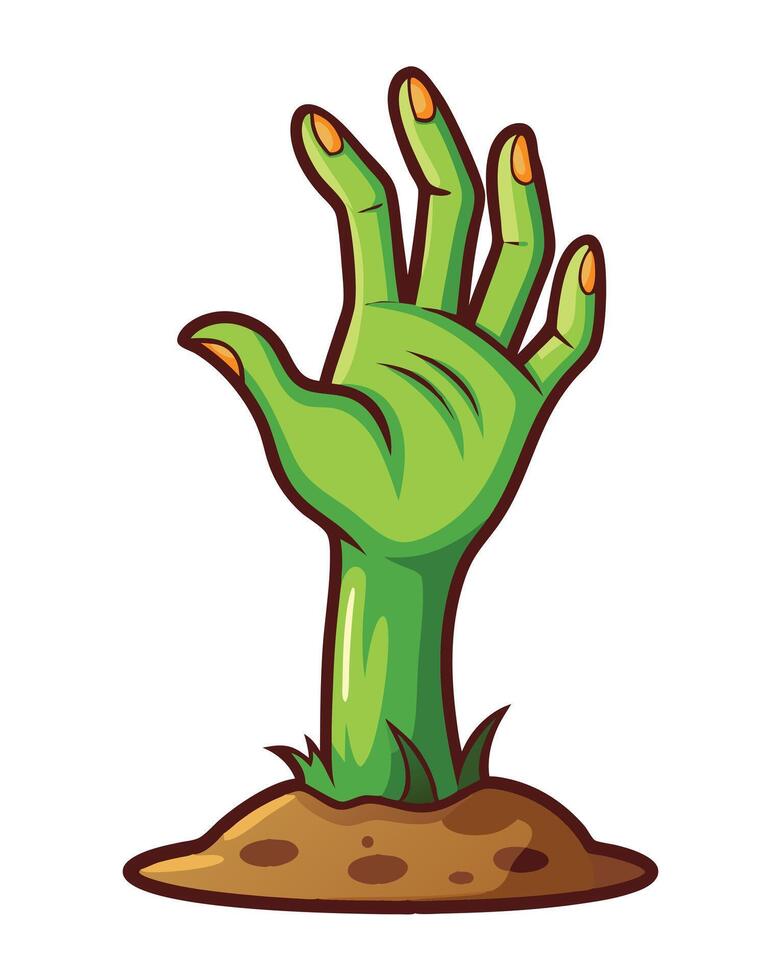 Cartoon Zombie Hand Emerging From Ground vector