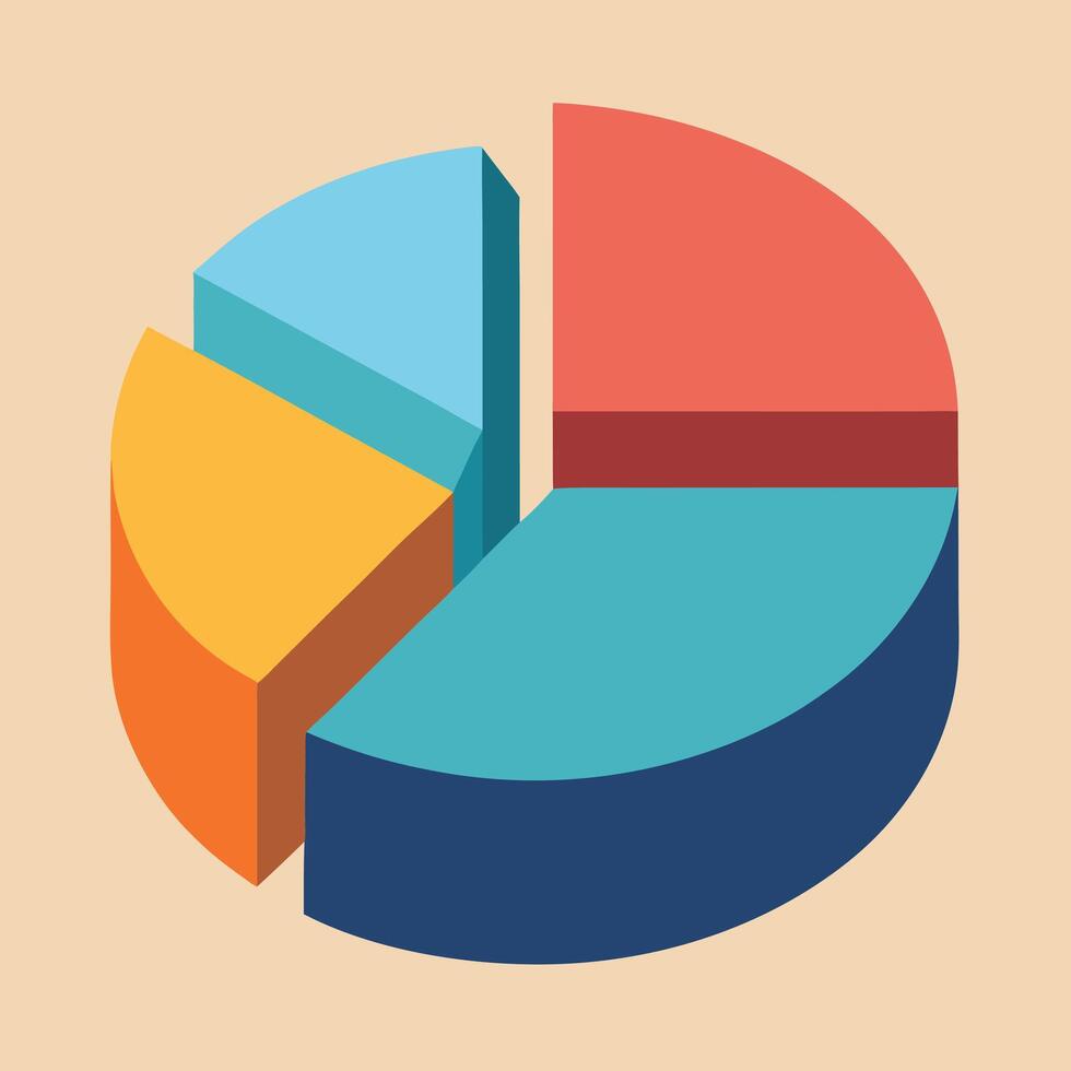 Isometric Pie Chart Colorful Presentation Diagram vector