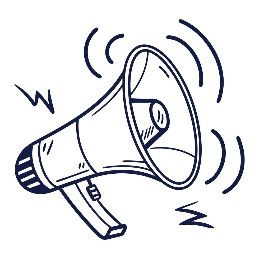 Hand Drawn Loudspeaker Megaphone Announcement Icon vector