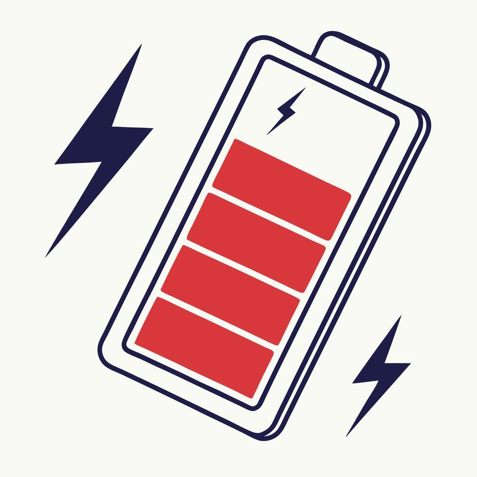 Low Battery With Thunder Symbol Graphic vector