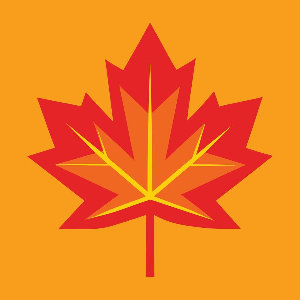 Graphic Maple Leaf Illustration On Orange vector