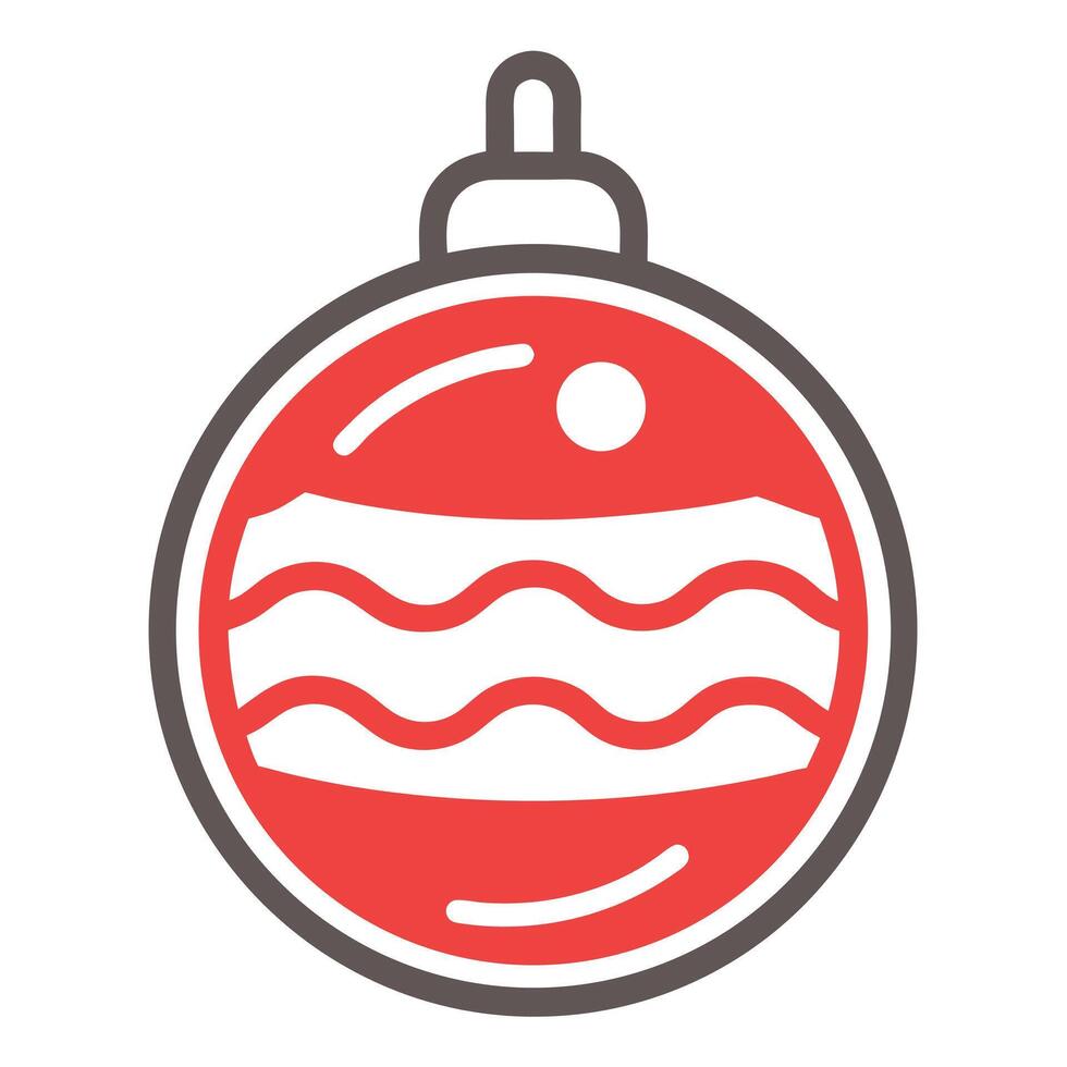 Red Christmas Ornament With Waves Pattern vector