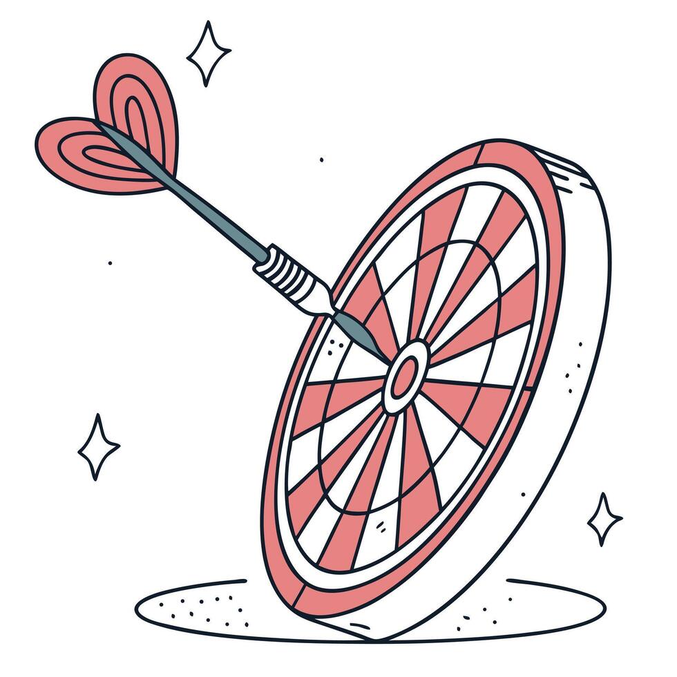 Dart Hitting Target Illustration On White Background vector