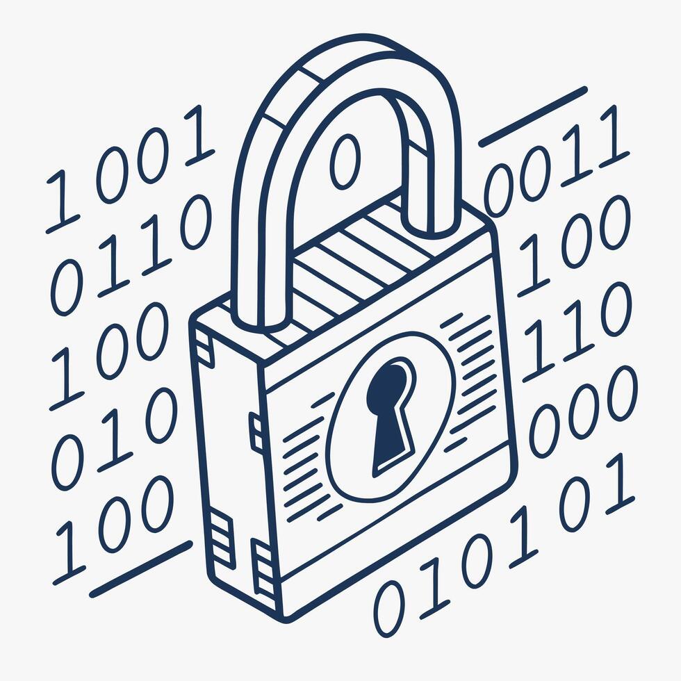 Data Security Lock And Binary Code vector