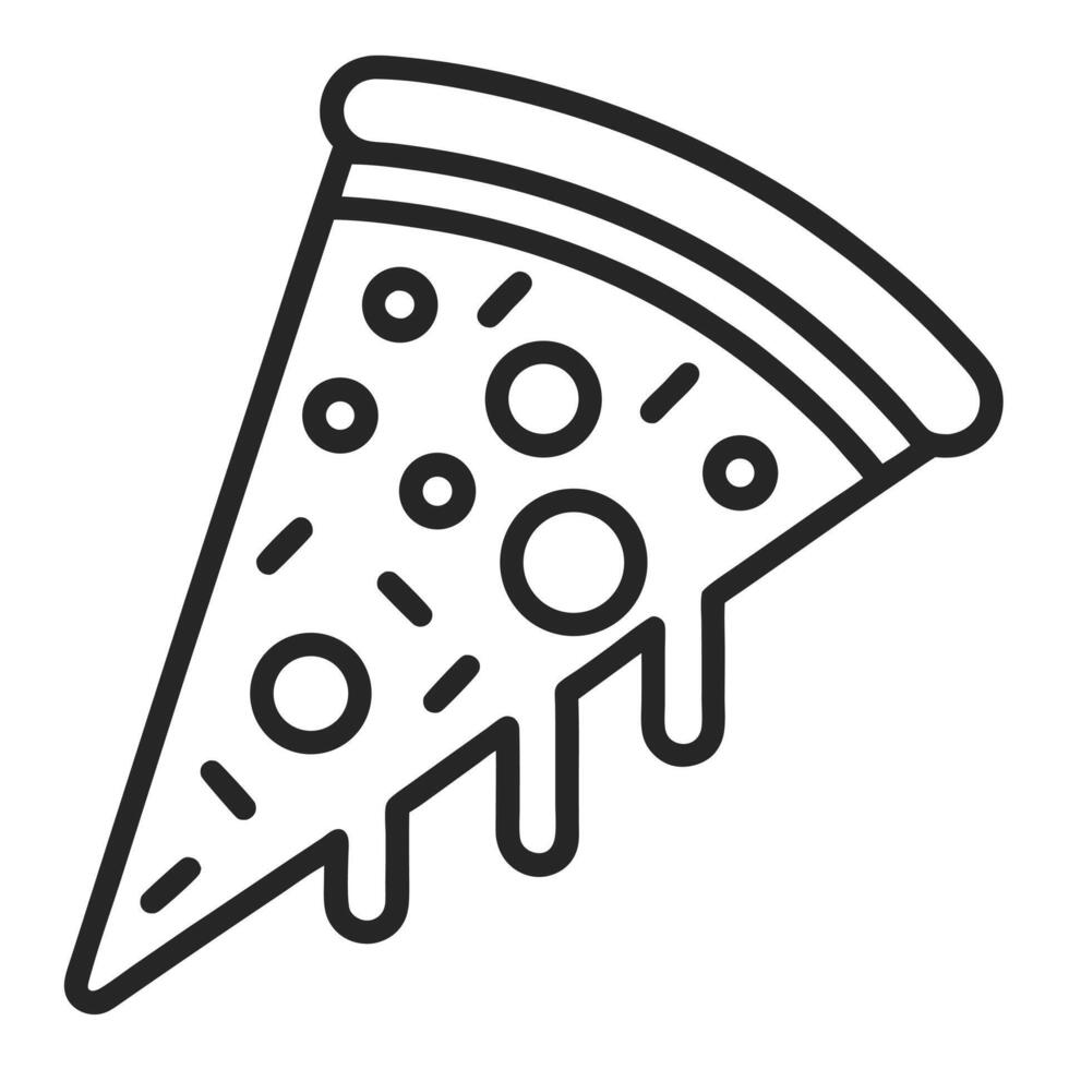 Pizza Slice Icon Outline Dripping Cheese vector