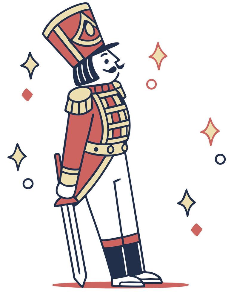 Cartoon Illustration Of A Toy Nutcracker Soldier vector