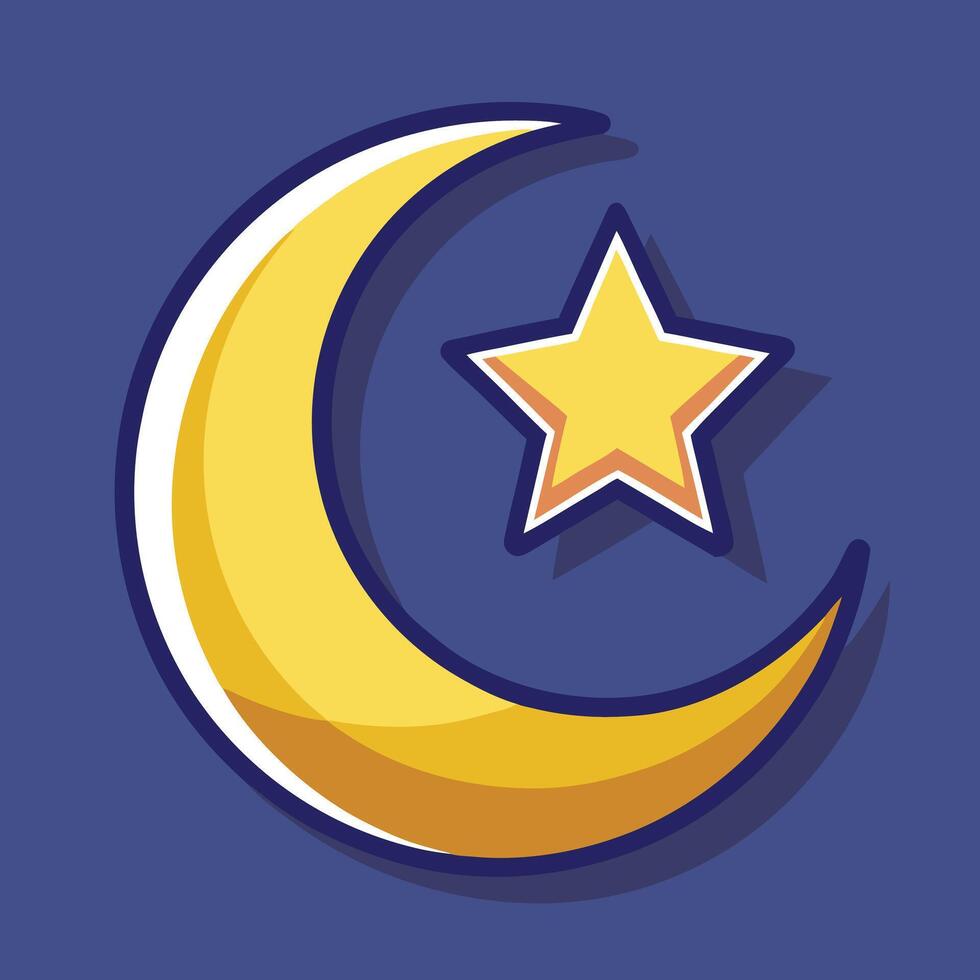 Ramadan Crescent Moon And Star Icon vector