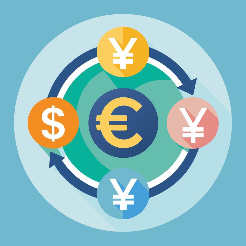 Currency Exchange Circle Design With Dollar Euro Yen vector
