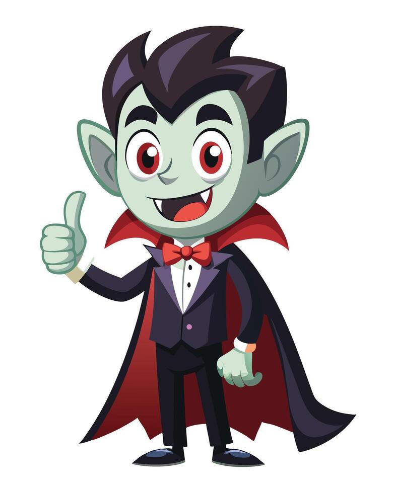 Cute Cartoon Vampire With Thumbs Up vector