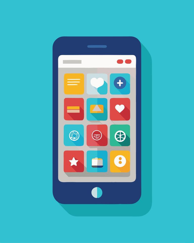 Smartphone Screen With Colorful Icons On Display vector