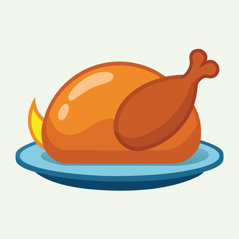 Roasted Chicken On A Plate vector