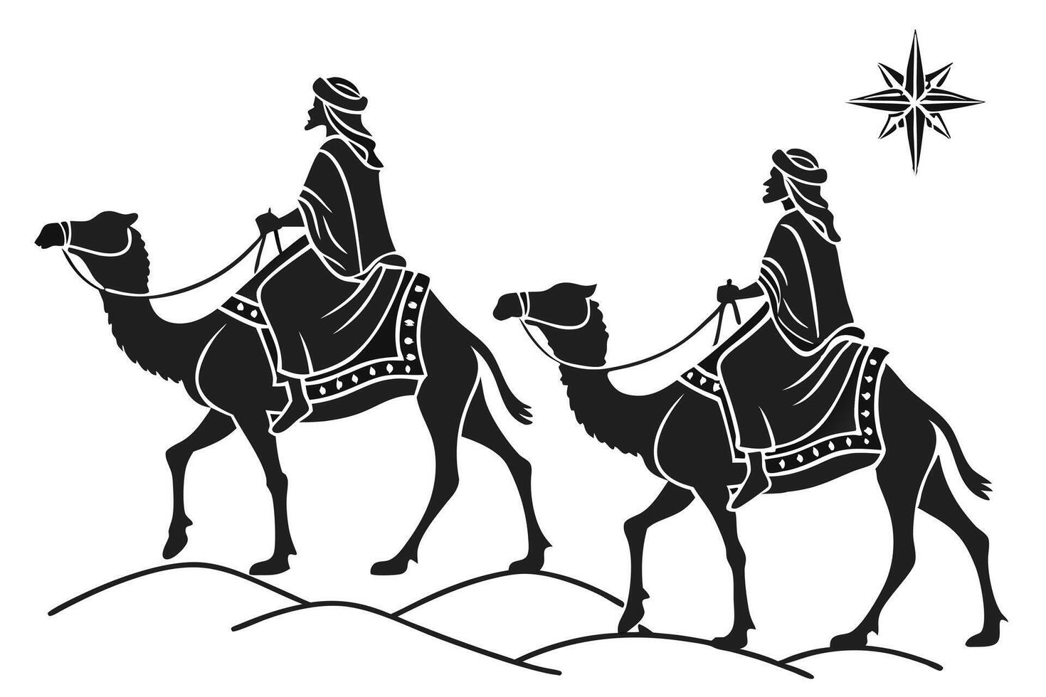 Two Kings On Camels Following The Star vector