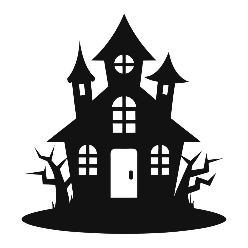 Spooky House Silhouette For Halloween Design vector