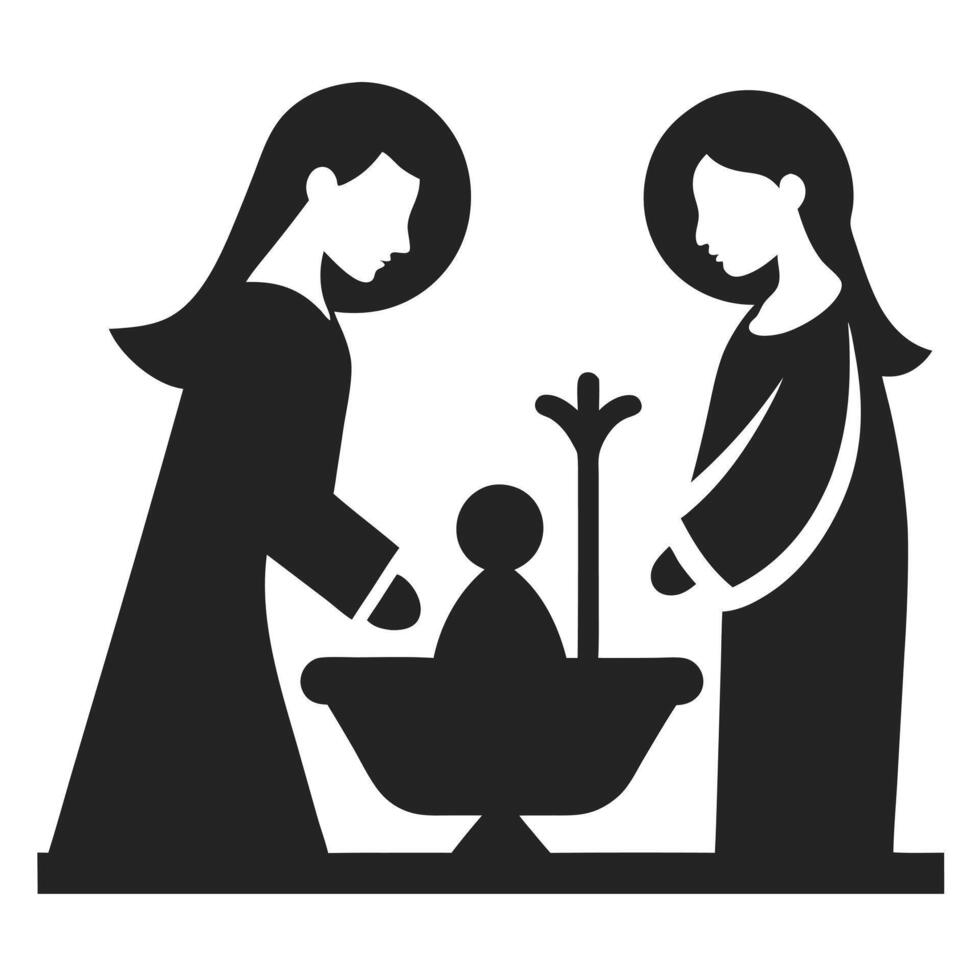 Nativity Scene Silhouette Simple Graphic Illustration vector