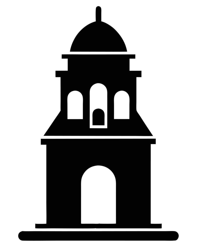 Isolated Church Tower Silhouette On White vector