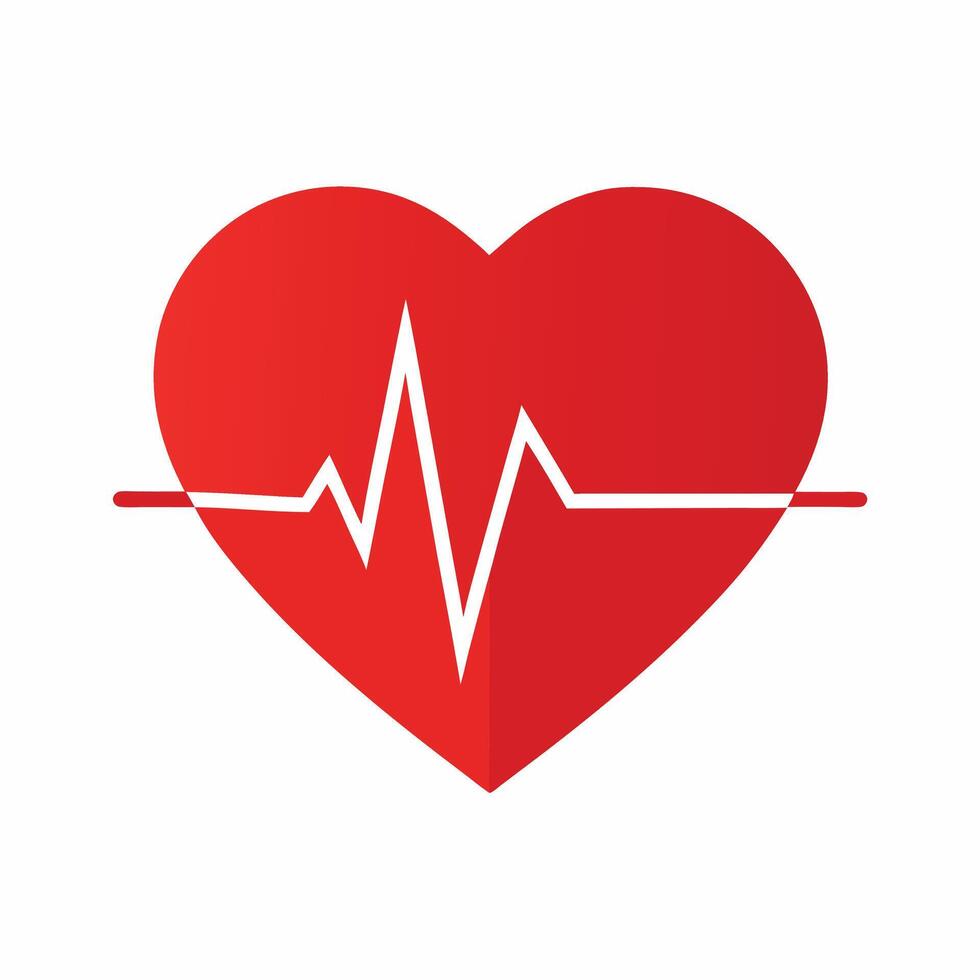 Red Heart With Ecg Line Illustration vector