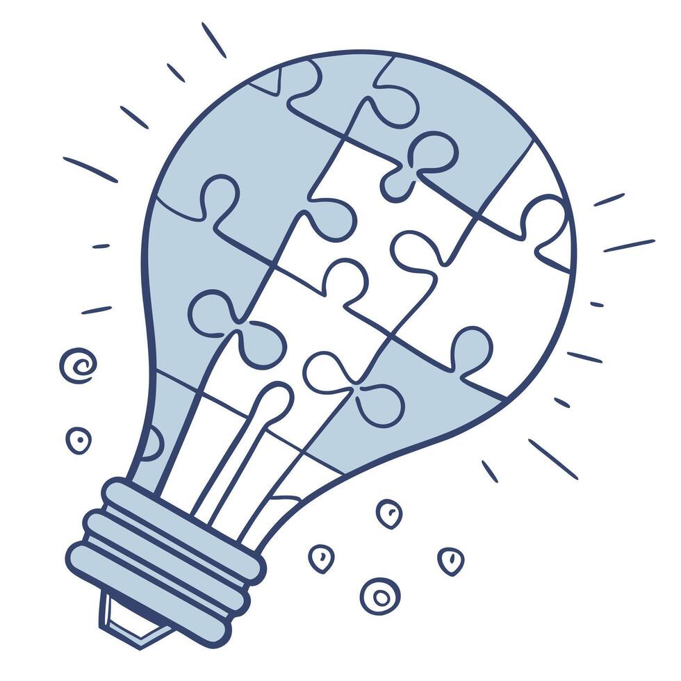 Lightbulb Made Of Puzzle Pieces Concept Illustration vector