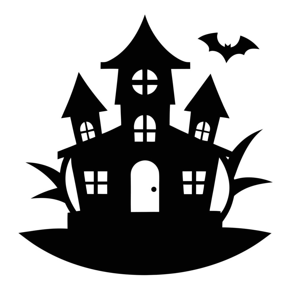 Black Haunted House With A Bat vector