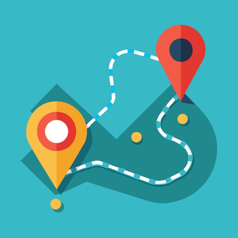 Route Planning With Location Pin Pointers vector