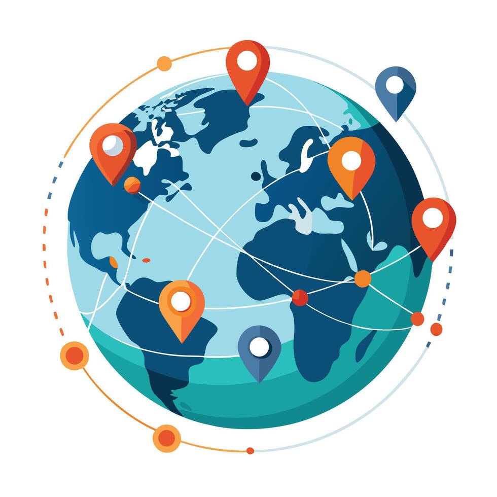 Global Network Connections With Location Pointers vector