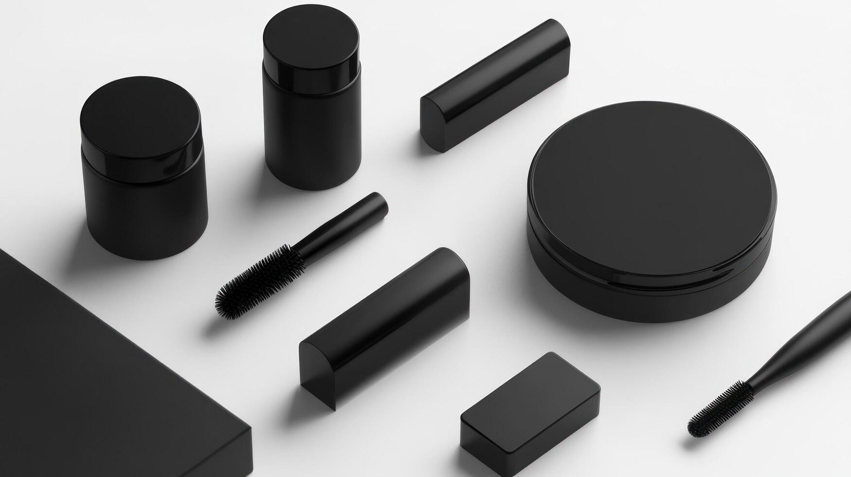 Black cosmetic packaging on white background 3d render photo