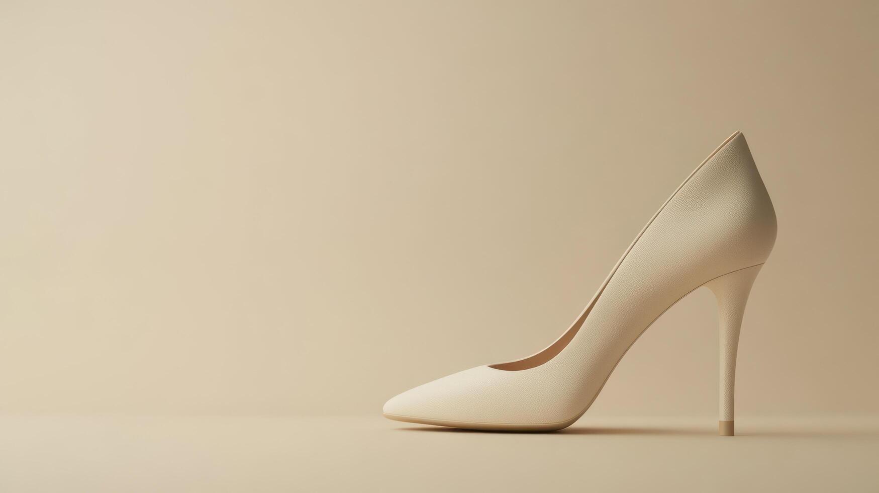 A modern high heel shoe on a beige background photo