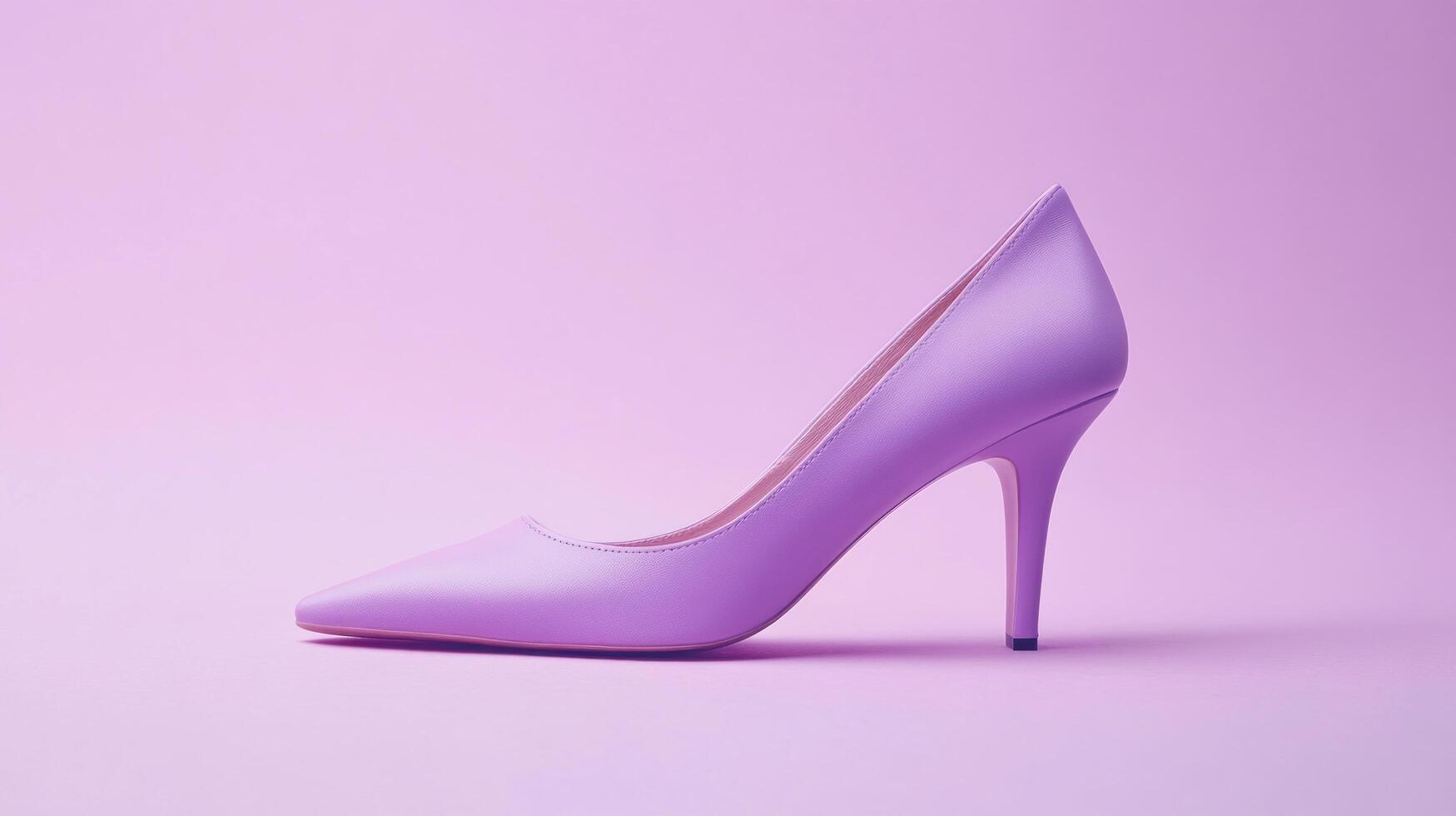 Purple high heeled shoe on a pink background photo