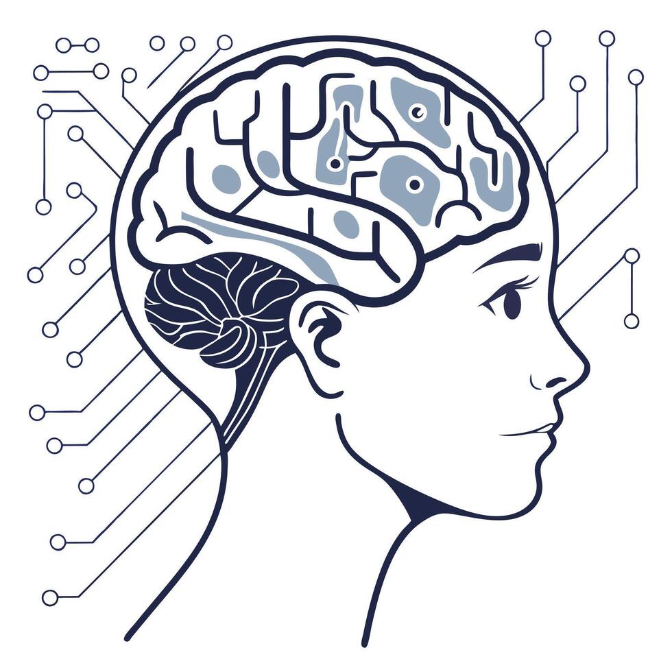 Artificial Intelligence Human Brain Technology Concept vector