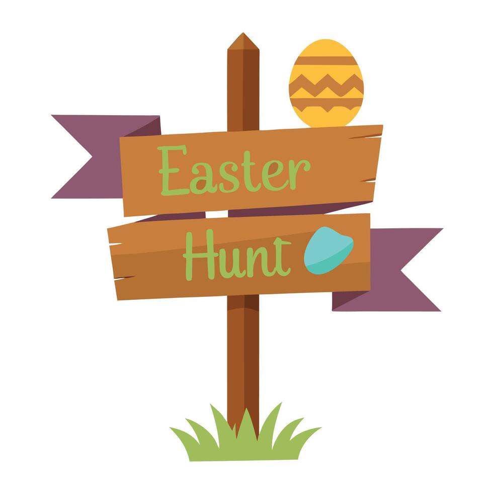 Colorful Easter Hunt Directional Signpost Design vector