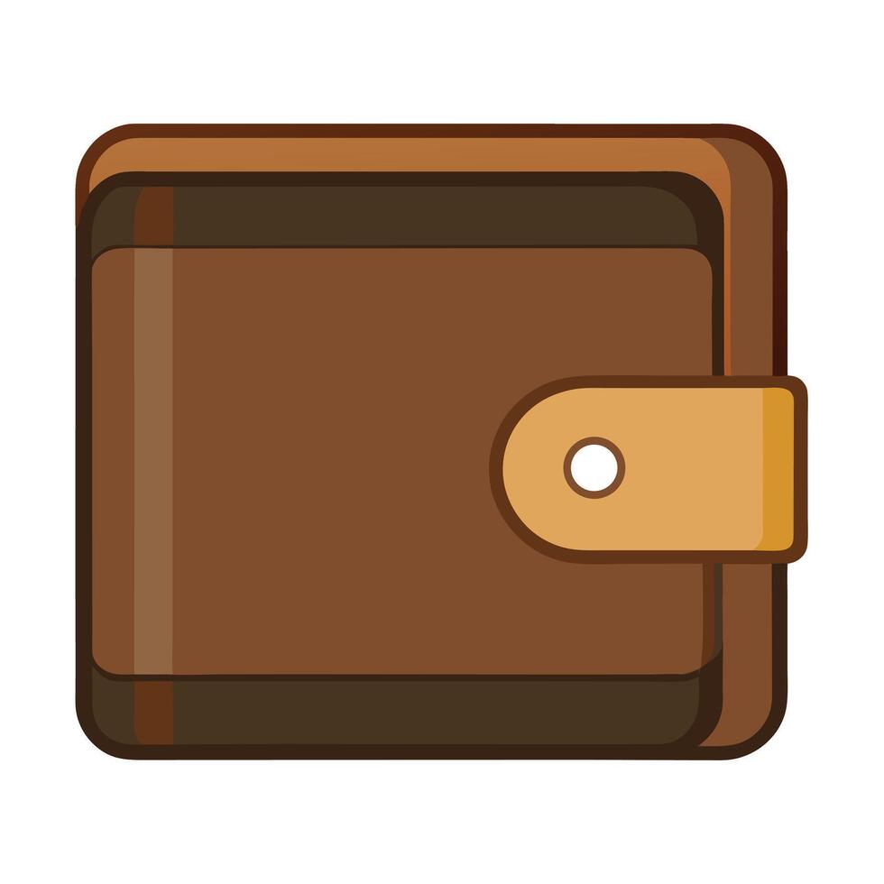 Cartoon Style Brown Leather Wallet Icon vector