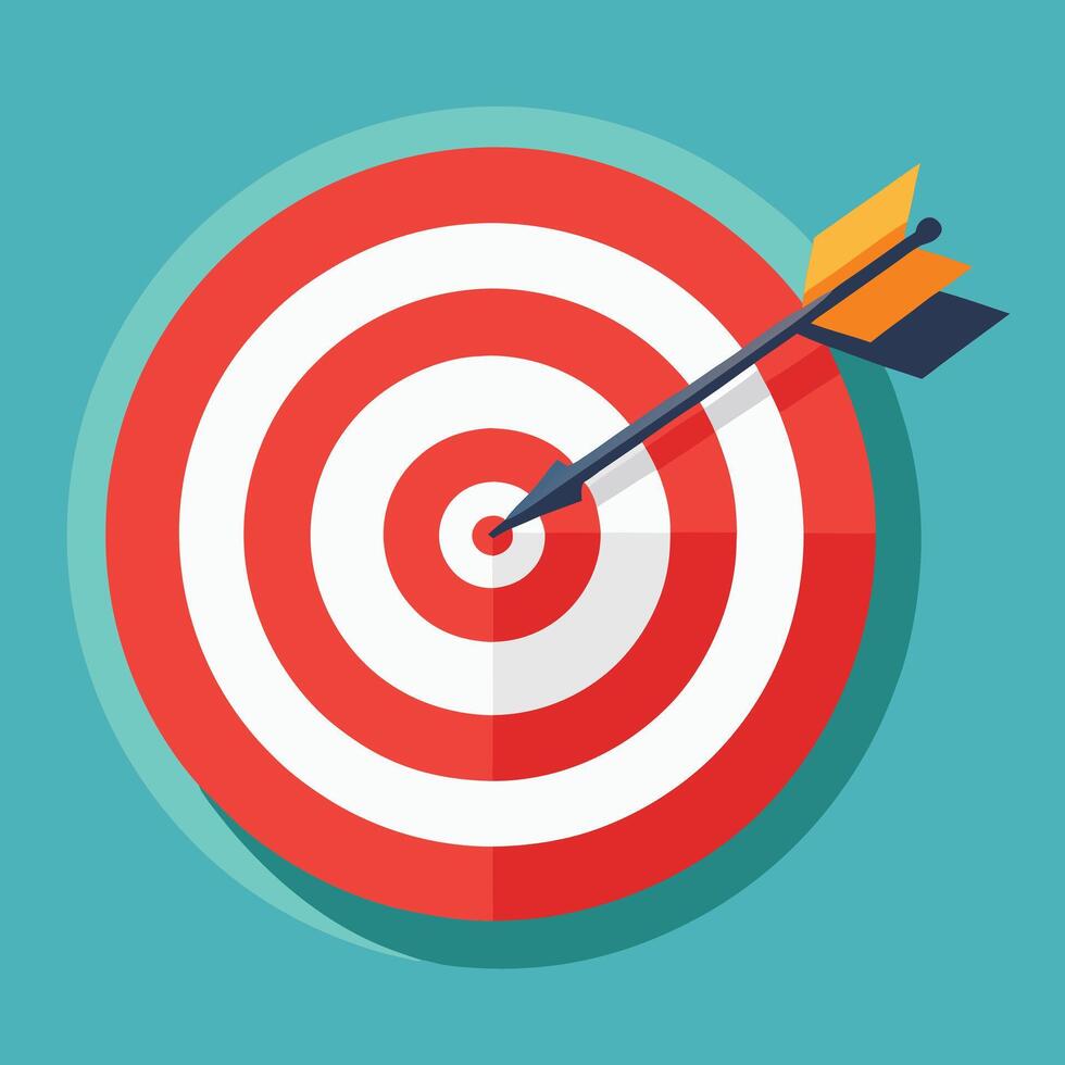 Arrow In Bullseye Flat Illustration vector