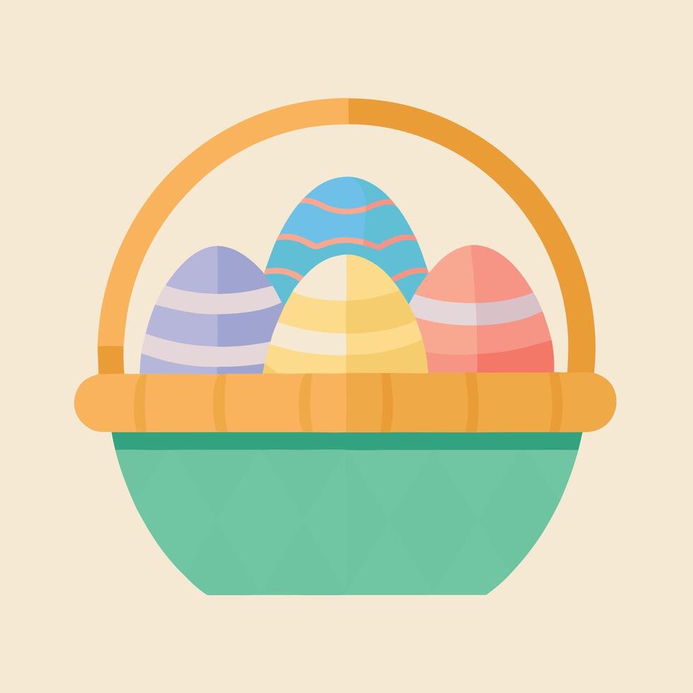 Easter Eggs In A Basket vector
