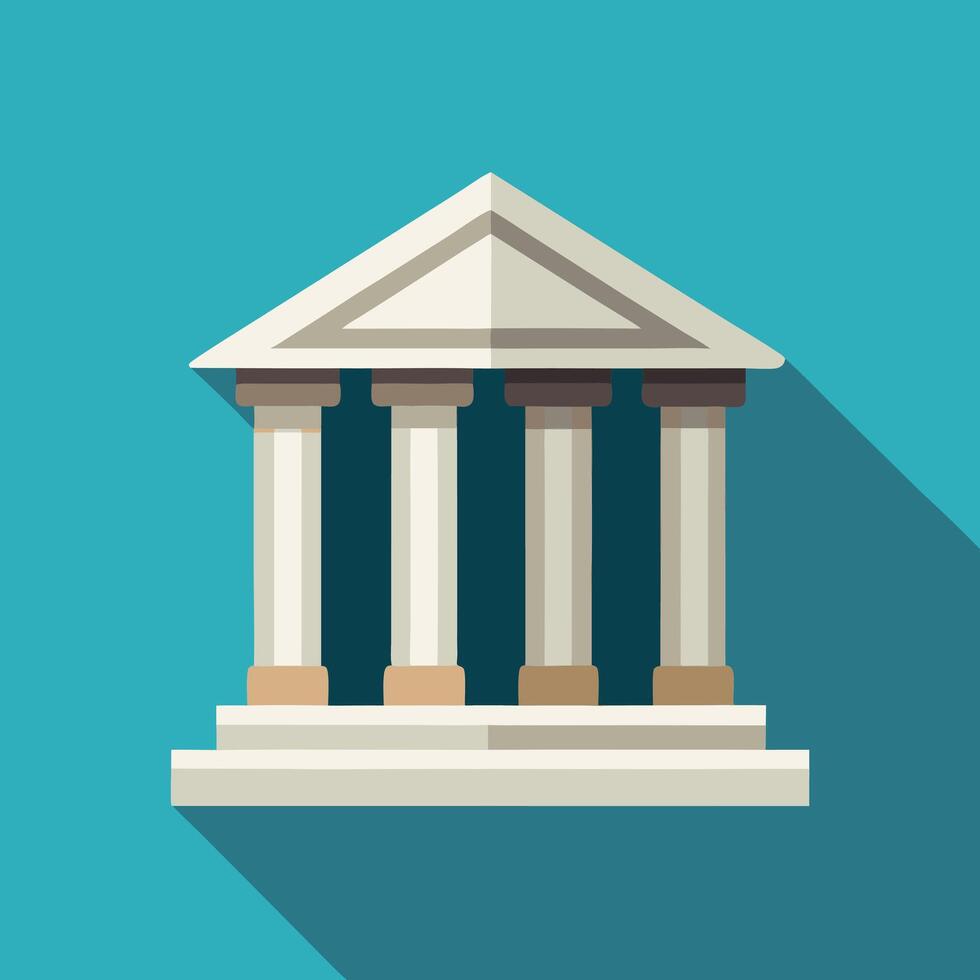 Flat Illustration Of Ancient Building Facade vector