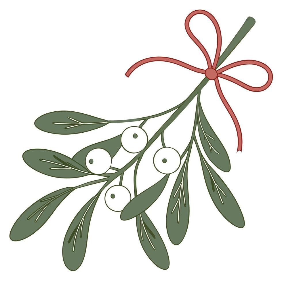 Mistletoe Sprig With Red Ribbon Illustration vector