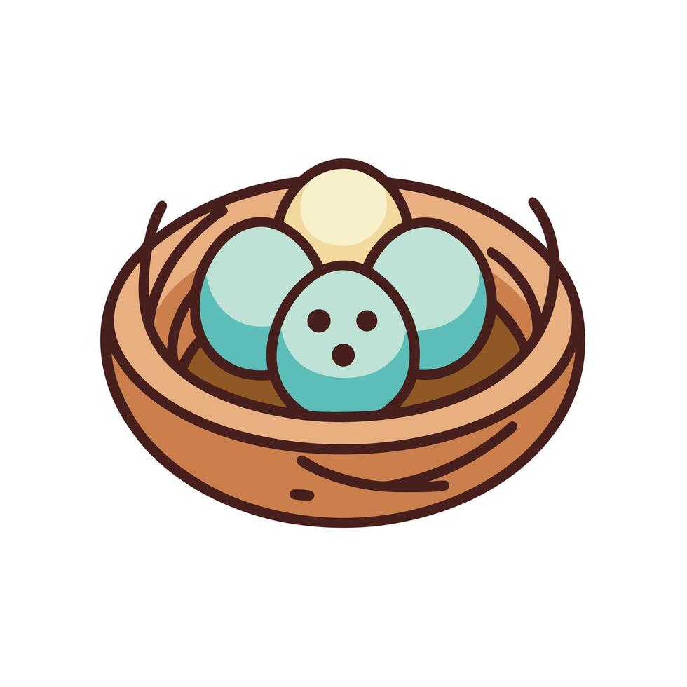 Birds Nest With Eggs Illustration vector
