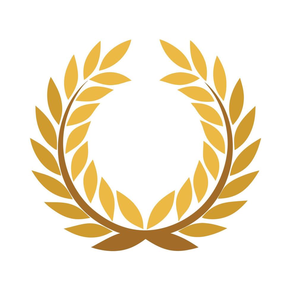 Golden Wheat Laurel Wreath Illustration vector
