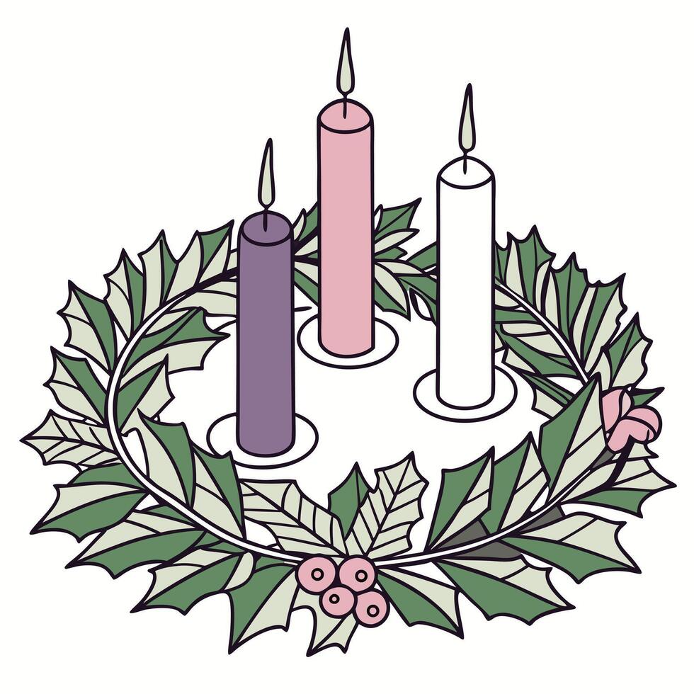 Advent Wreath With Candles Illustration Design vector