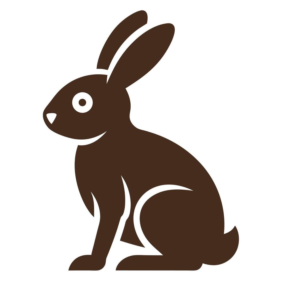 Simple Brown Rabbit Silhouette Illustration vector