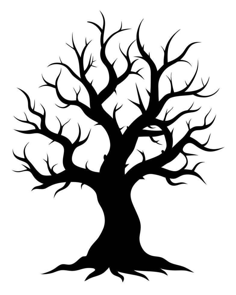 Silhouette Bare Tree Illustration Isolated vector