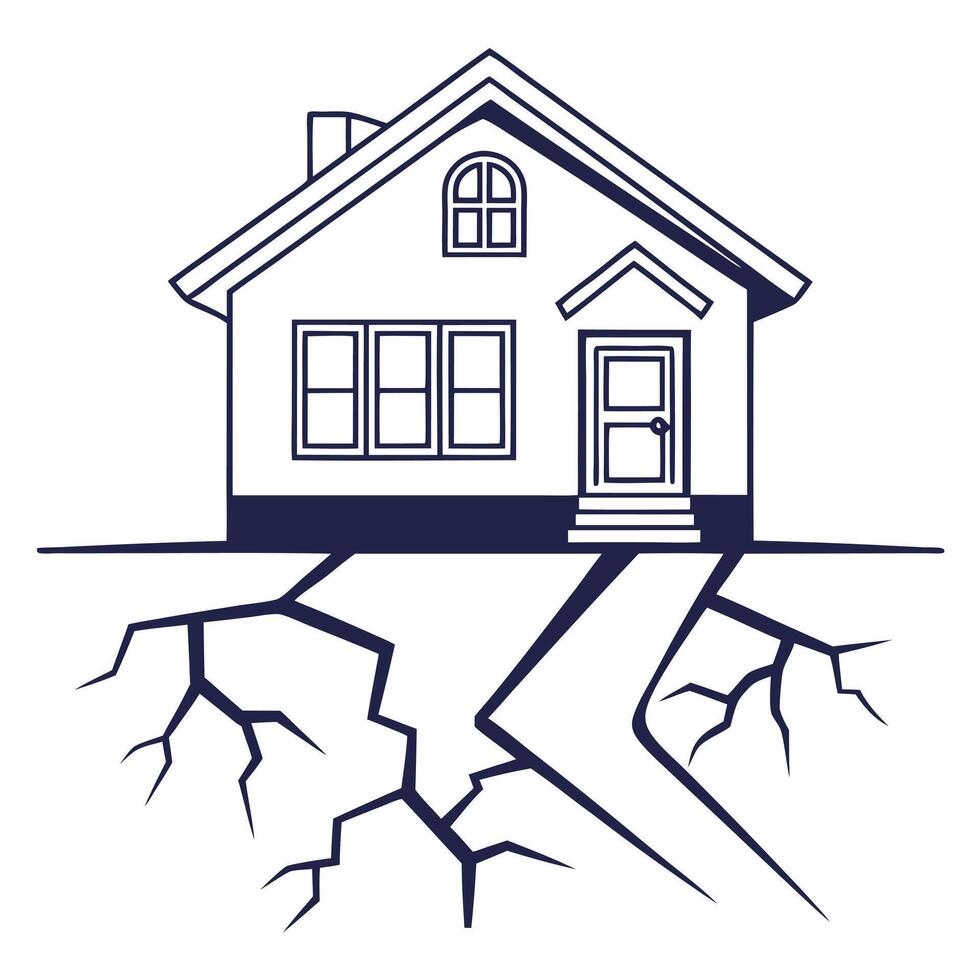 House Damaged By Earthquake Isolated Illustration vector