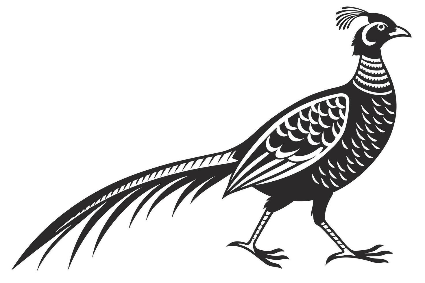 Pheasant Walking Silhouette Illustration Design vector