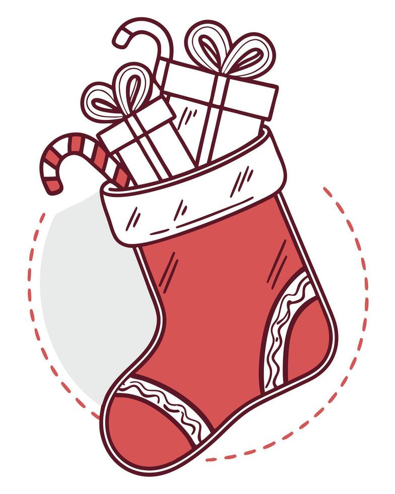 Christmas Stocking With Gifts Illustration vector