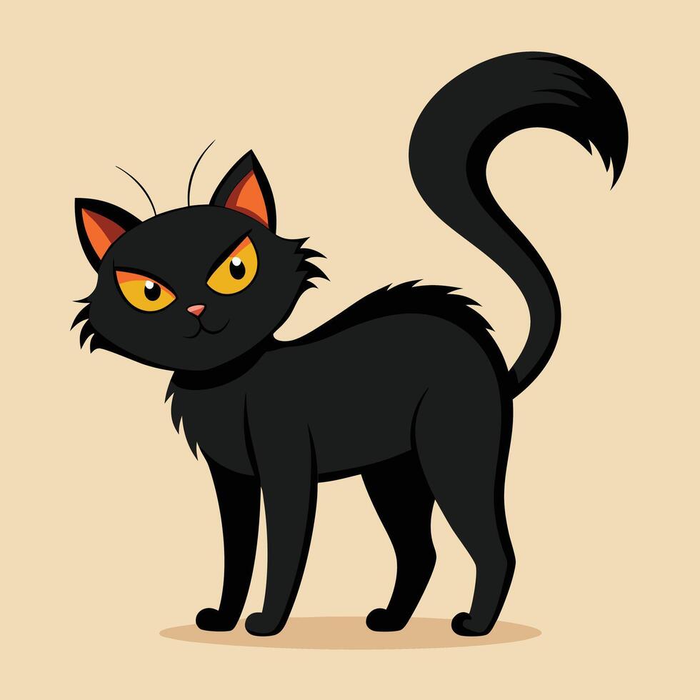 Cartoon Black Cat For Halloween Graphic vector