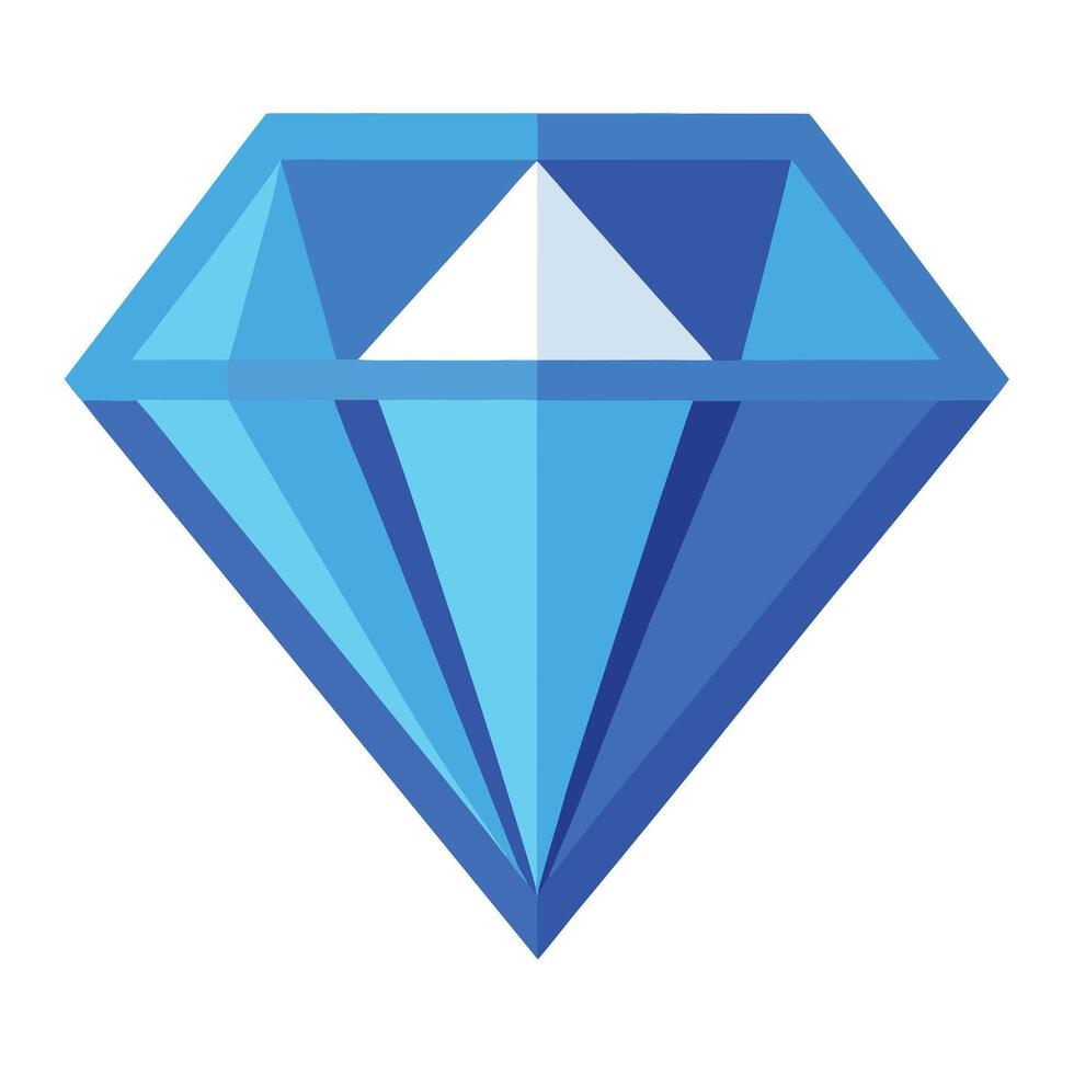 Blue Diamond Faceted Gemstone Isolated Illustration vector