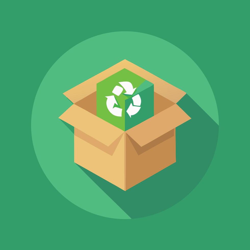 Recycle Box Symbol On Green Background vector