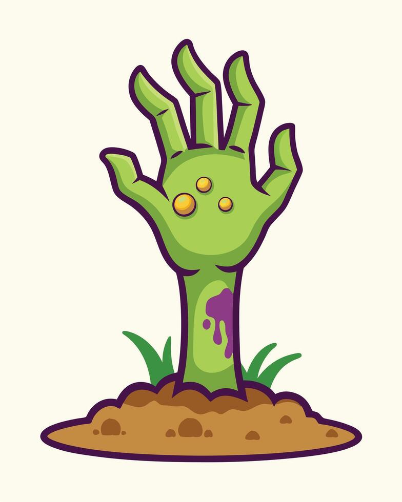 Zombie Hand Rising From Ground Cartoon vector