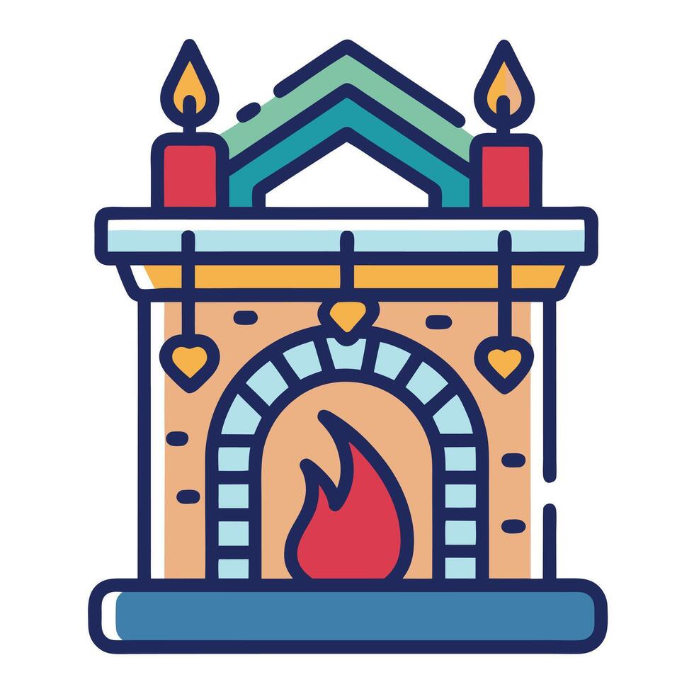 Cozy Fireplace With Candles Illustration vector