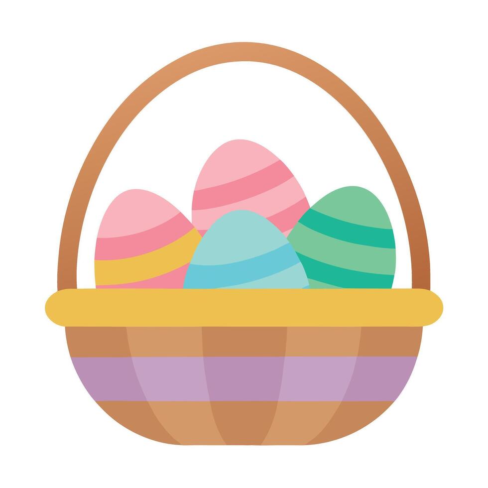 Colorful Easter Eggs In A Basket vector