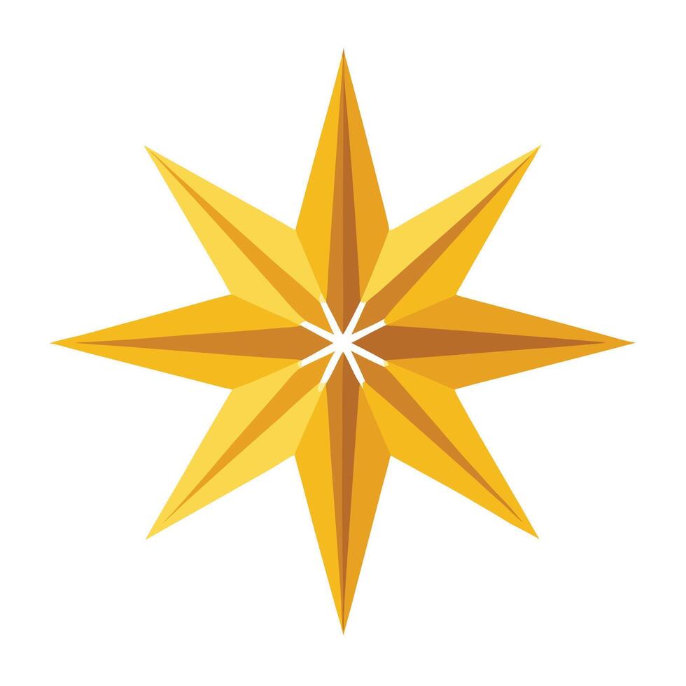 Geometric Golden Star With Eight Points vector
