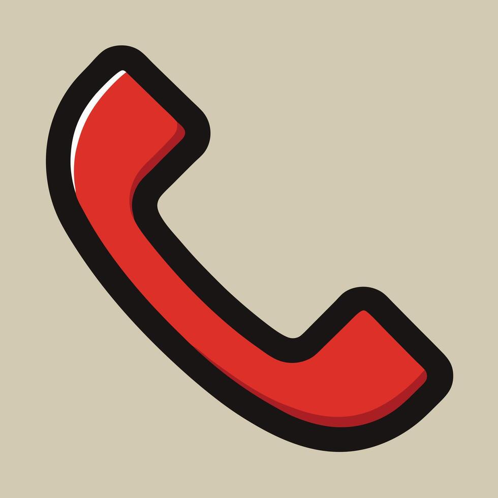 Red Telephone Handset Minimalist Illustration vector